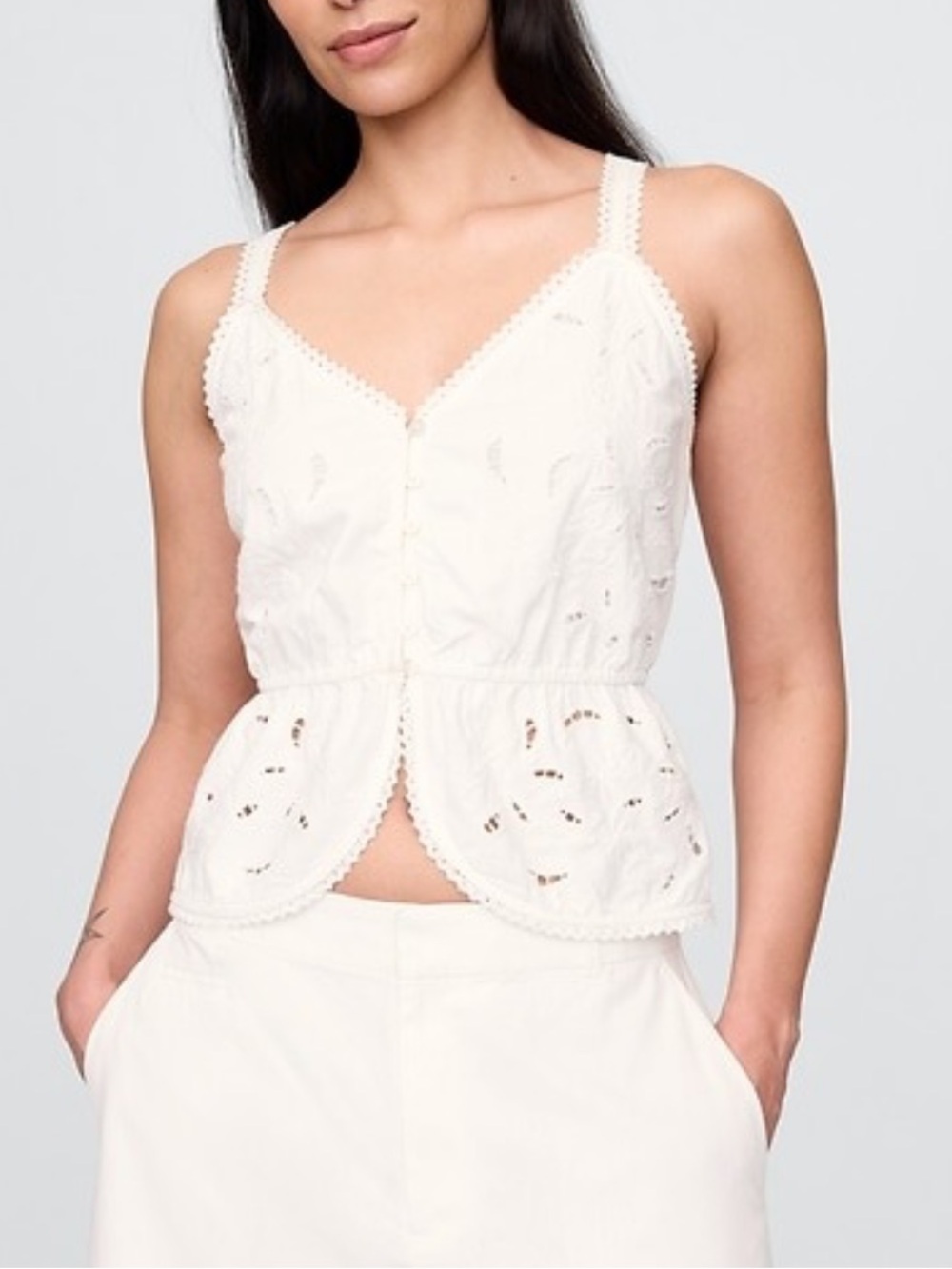 NWT Gap Eyelet Peplum Tank Top